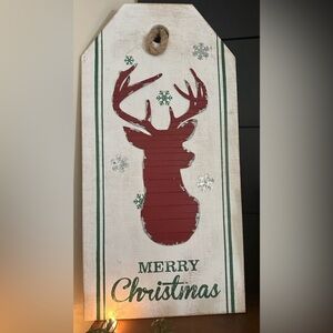 Rustic Red Reindeer Christmas Wall Decor 23.5x12”